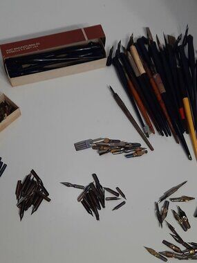 Vintage Calligraphy Dip Pen Nibs & Holders Lot Speedball Hunt Mixed